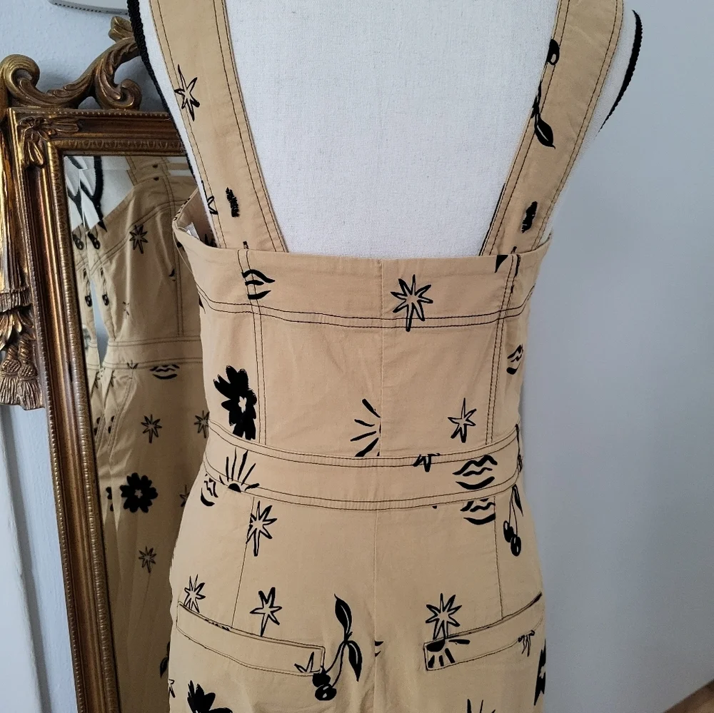 Anthropology/ Maeve Beige Floral Button-Front Jumpsuit - Picture 12 of 14